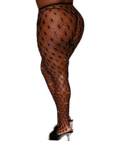 Load image into Gallery viewer, Geometric Fence NET Pantyhose W/ Rhinestones Black Q/S