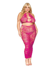 Load image into Gallery viewer, Bralette & Long Skirt Set Rose Pattern Beet Q/S