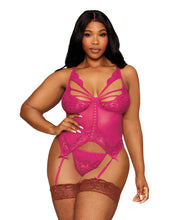 Load image into Gallery viewer, Floral Lace Bustier & G-STRING Set Beet Q/S