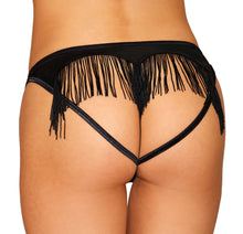 Load image into Gallery viewer, Heart Back Panty W/ Fringe Black Large