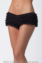 Load image into Gallery viewer, Ruffle Shorts W/BACK Bow Black O/S
