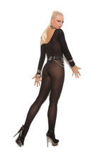 Load image into Gallery viewer, Sheer Long Sleeve Bodystocking Black
