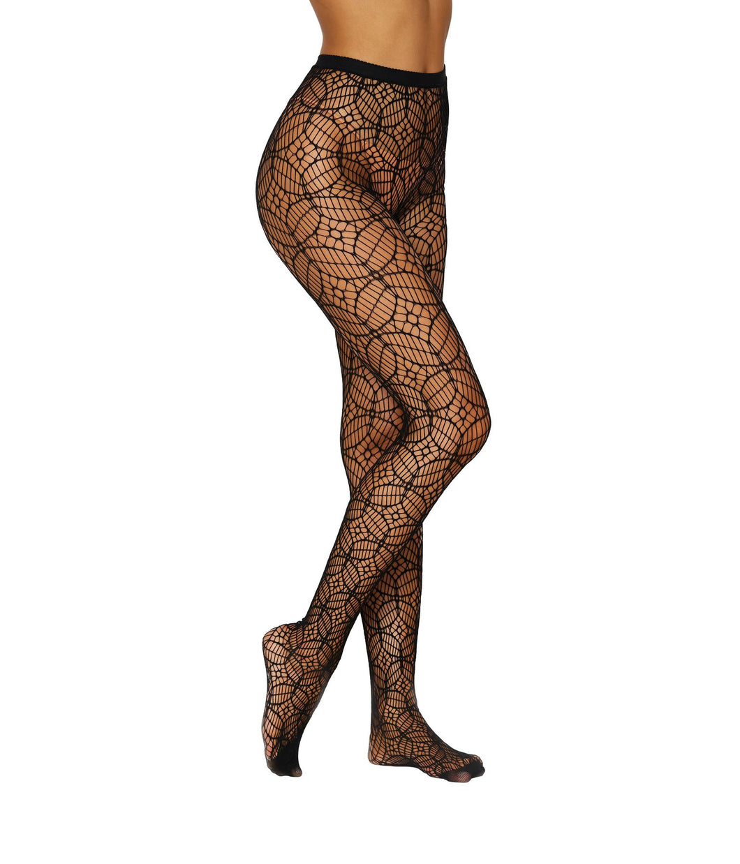 Geometric Design Pantyhose Black O/S