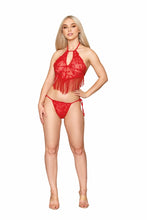 Load image into Gallery viewer, Heart Embroidered Lace Camisole &amp; G-STRING Ruby O/S
